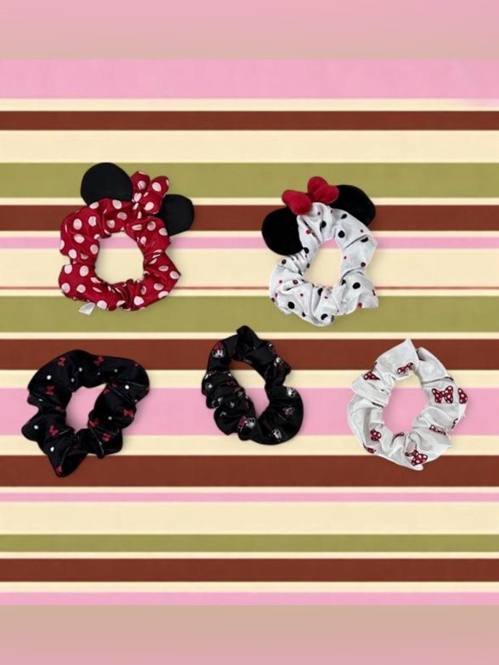 Disney Minnie Mouse Scrunchies Hair Ties Set
